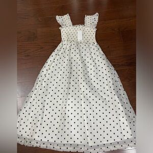 Sofie the label dress NWT polka dots ruched smocked top small wedding